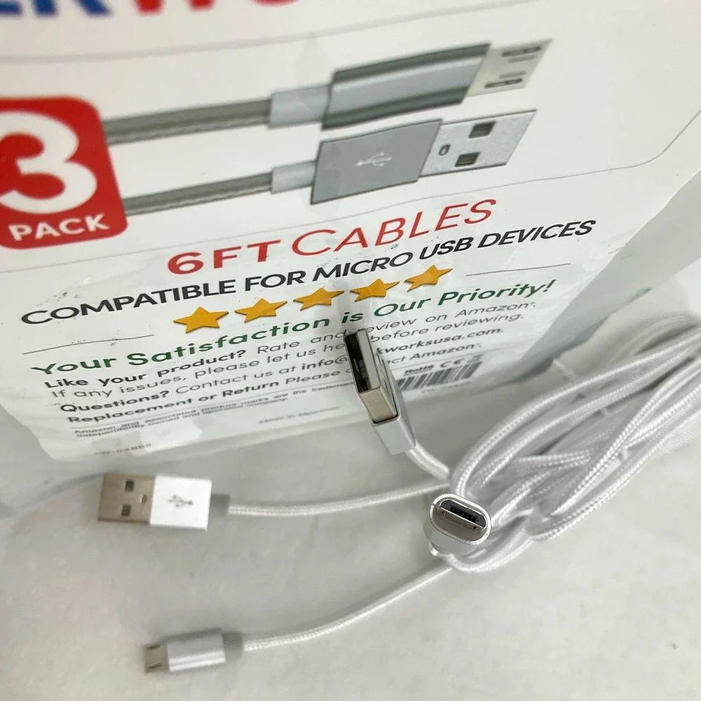 TALKWORKS 2 PACKS 6FT CABLES COMPATIBLE FOR MICRO USB DEVICES